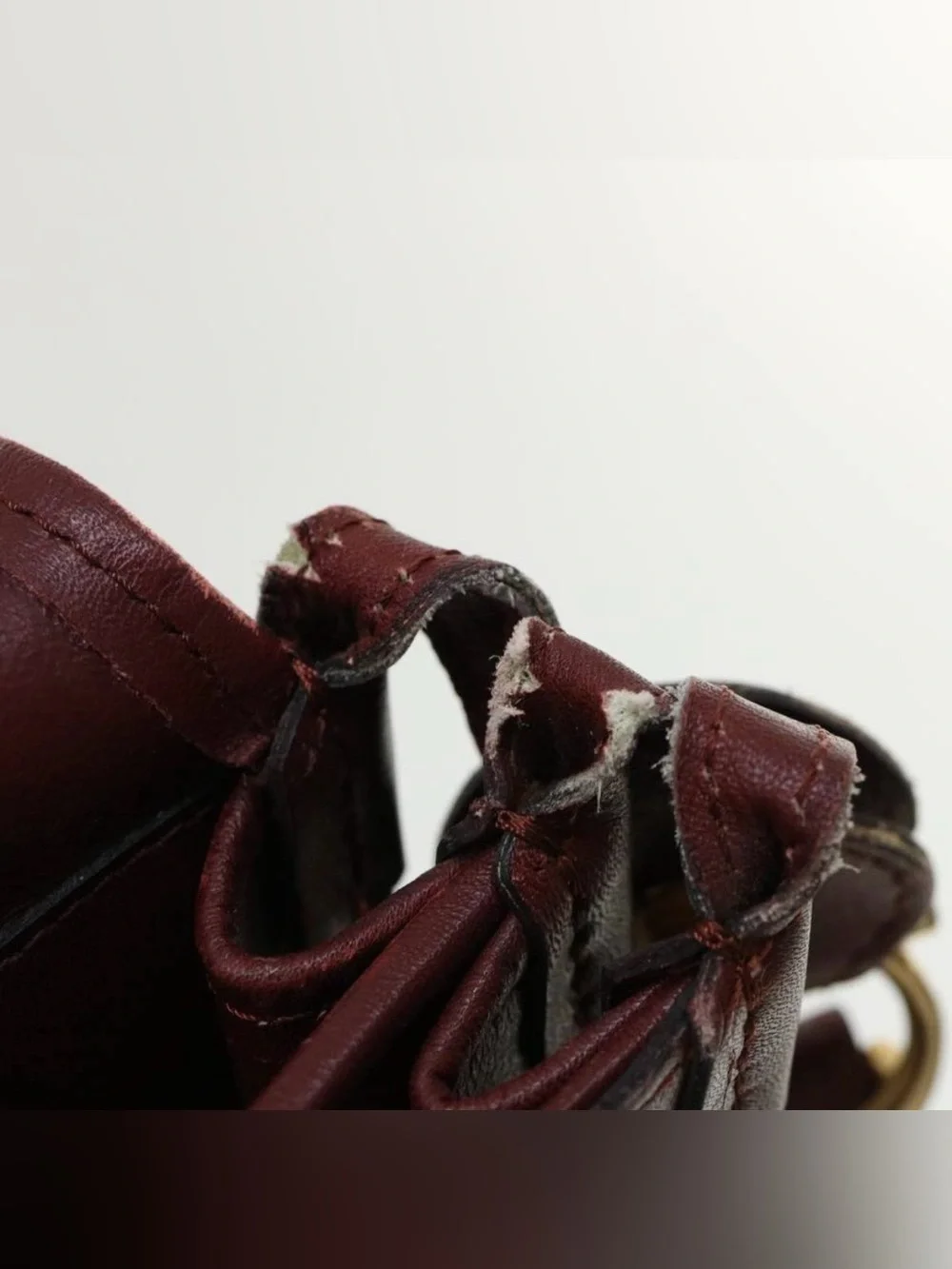CARTIER Shoulder Bag Suede Leather Wine Red Auth 35725